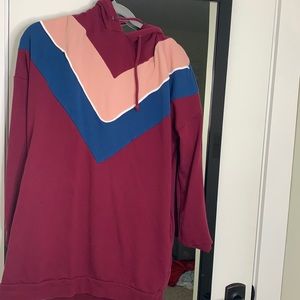 Maroon Hooded Sweatshirt Tunic/Dress